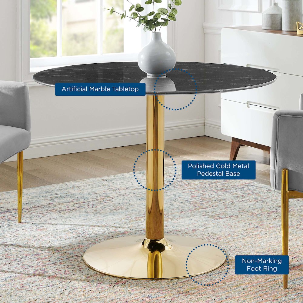 Verne 40" Artificial Marble Dining Table. Picture 5