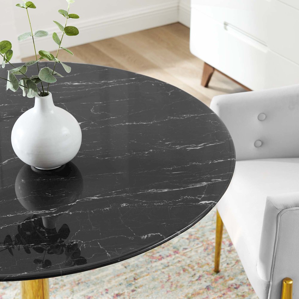 Verne 40" Artificial Marble Dining Table. Picture 6
