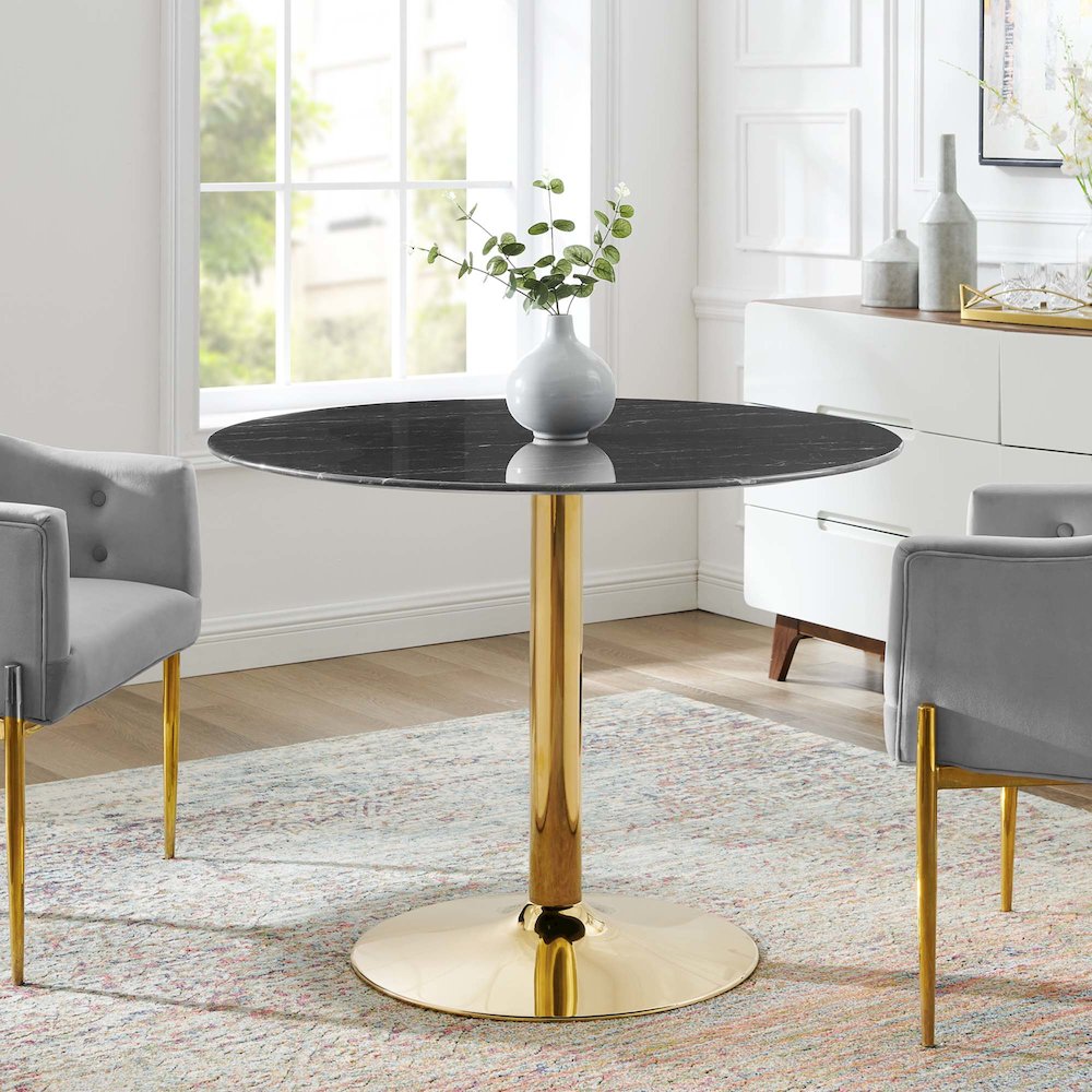 Verne 40" Artificial Marble Dining Table. Picture 4