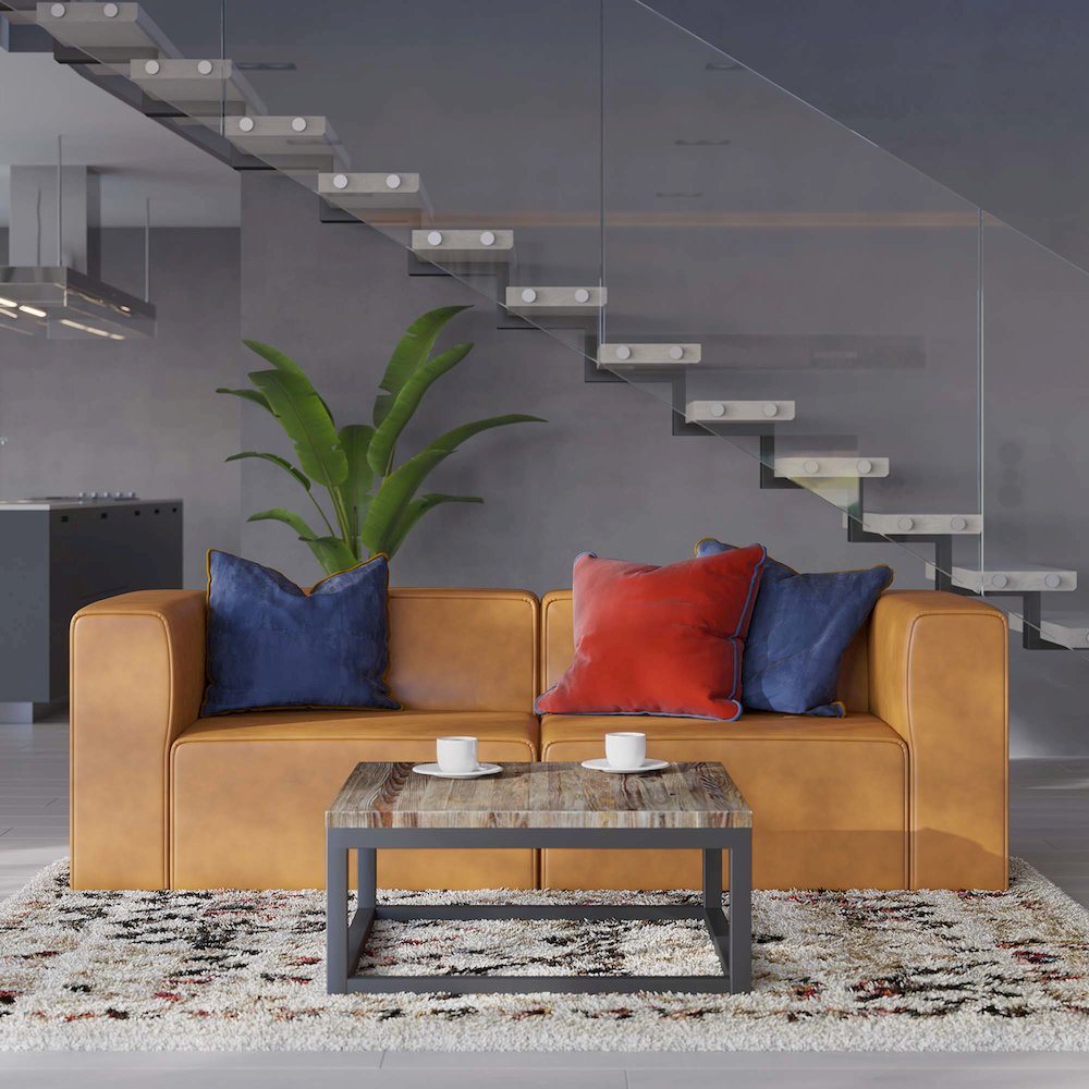 Mingle 2-Piece Vegan Leather Sectional Sofa Loveseat. Picture 8