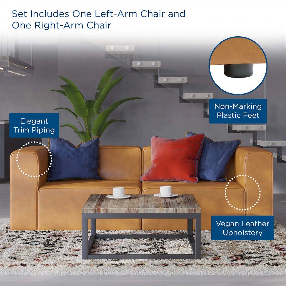 Mingle 2-Piece Vegan Leather Sectional Sofa Loveseat. Picture 9