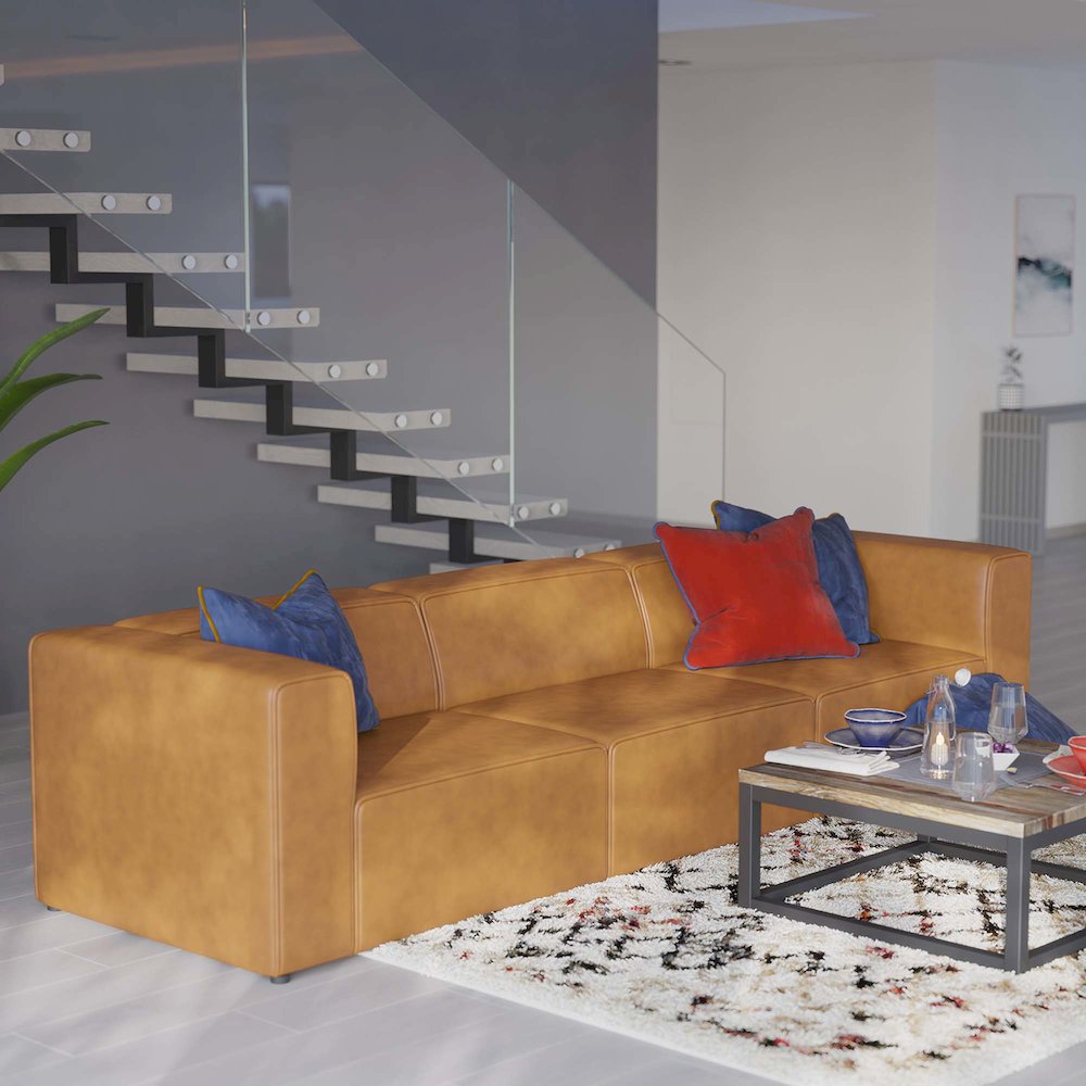 Mingle 3-Piece Vegan Leather Sectional Sofa. Picture 13