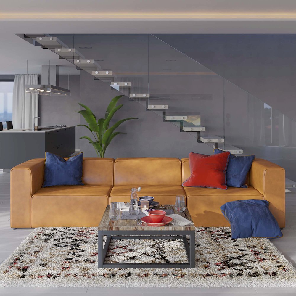 Mingle 3-Piece Vegan Leather Sectional Sofa. Picture 11