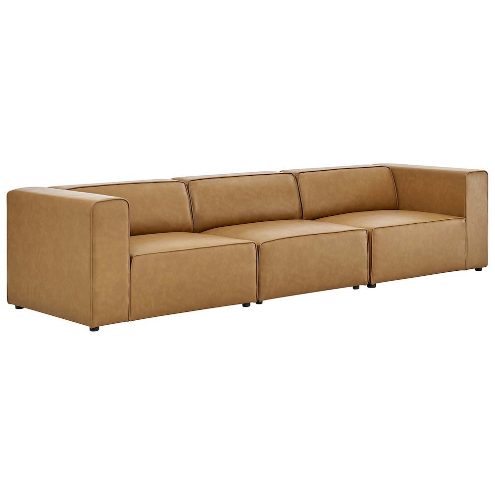 Mingle 3-Piece Vegan Leather Sectional Sofa. Picture 1