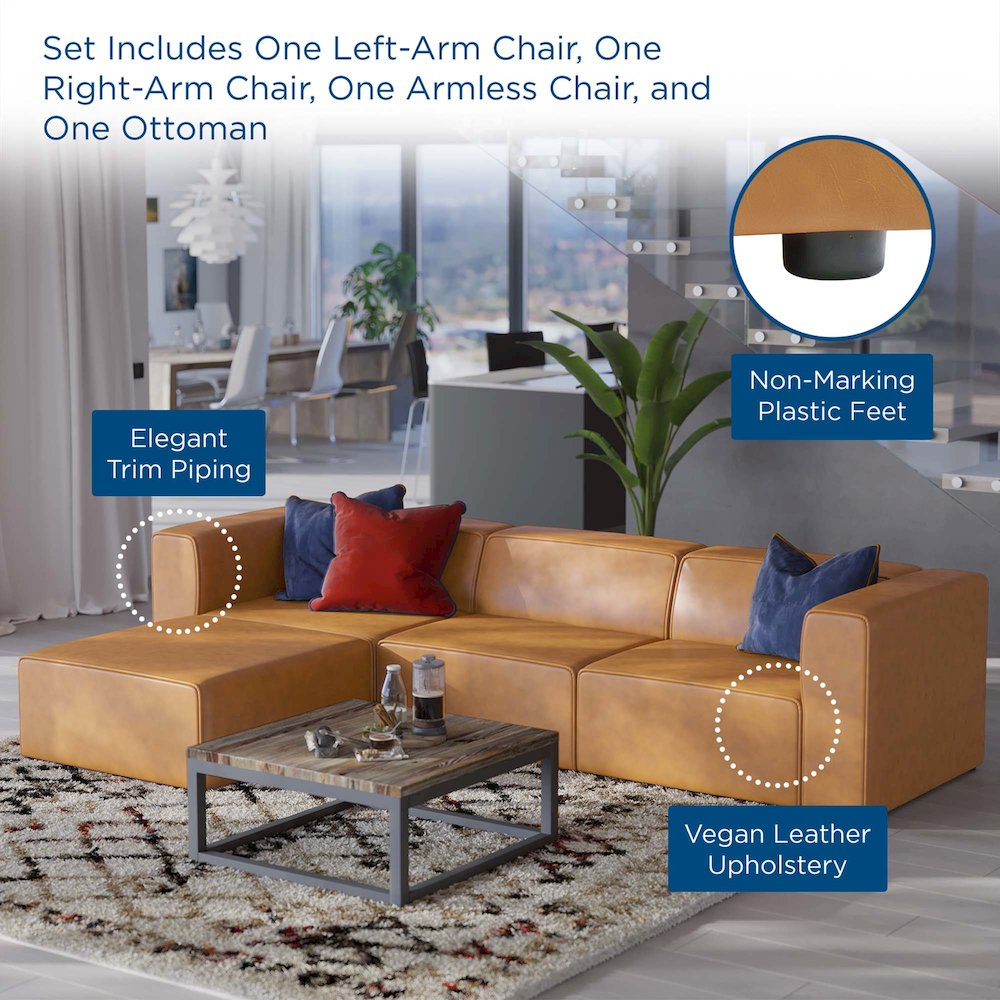 Mingle Vegan Leather Sofa and Ottoman Set. Picture 13