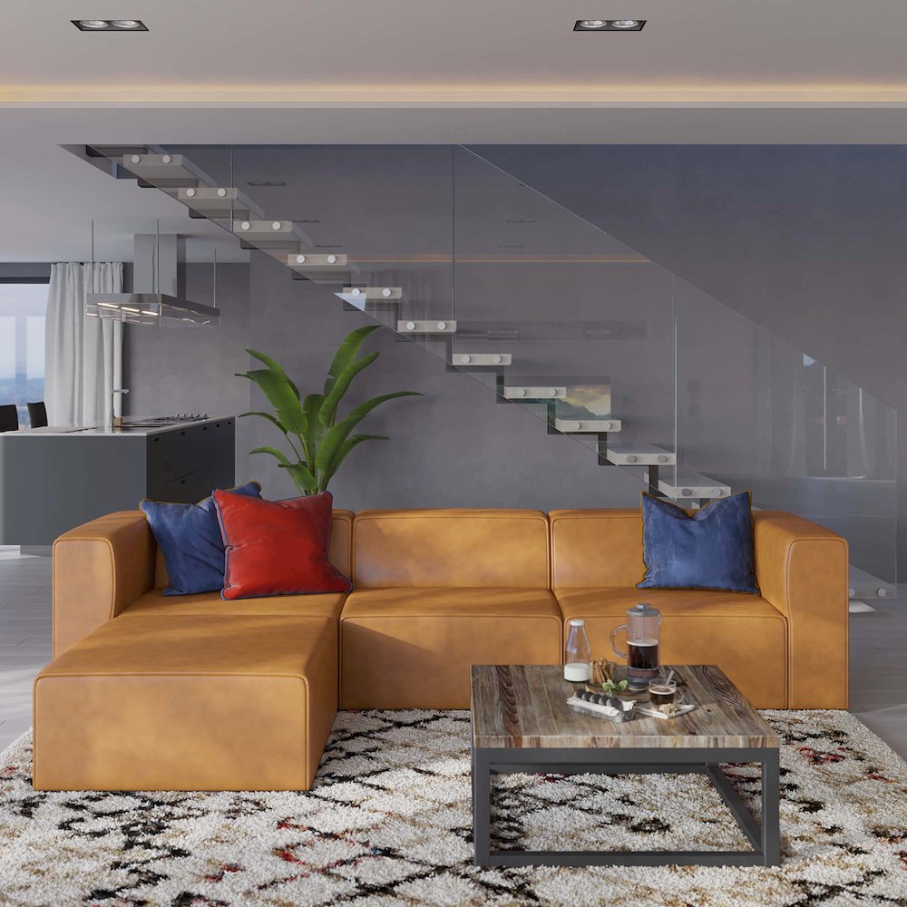 Mingle Vegan Leather Sofa and Ottoman Set. Picture 12