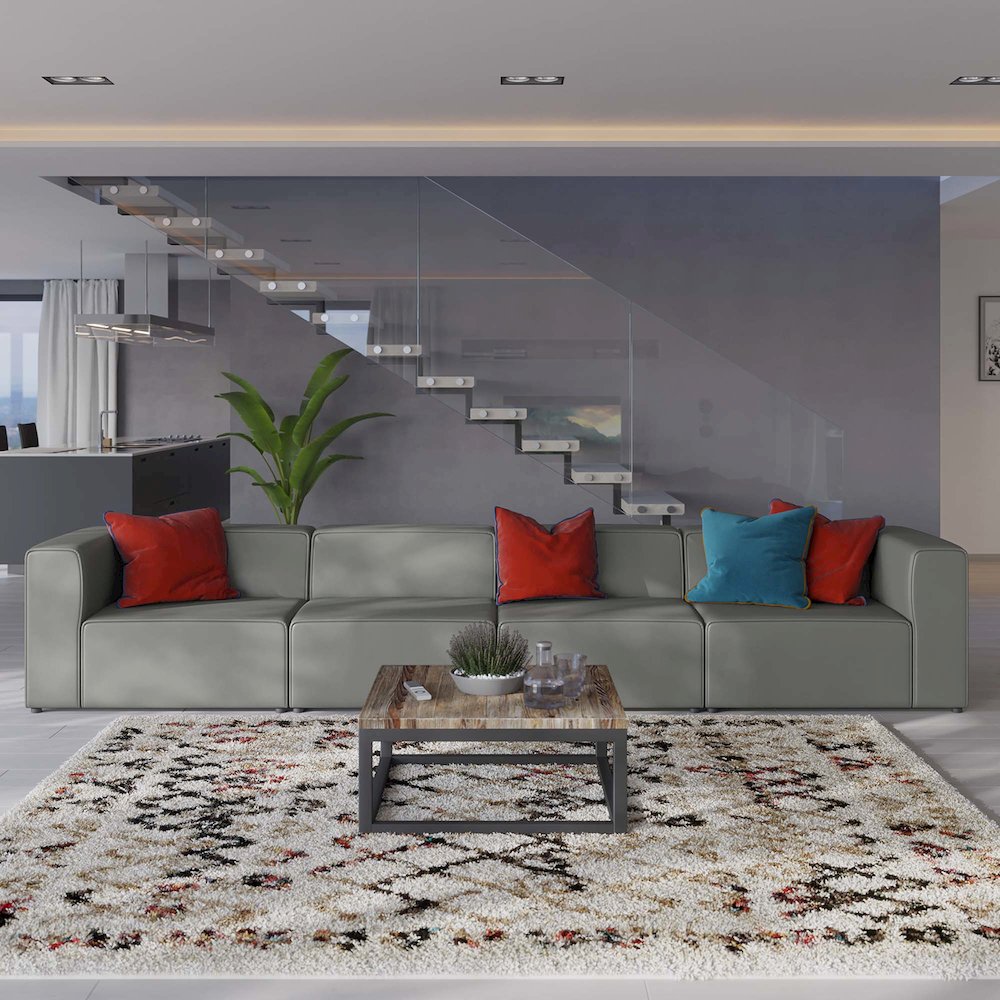 Mingle 4-Piece Vegan Leather Sectional Sofa. Picture 10