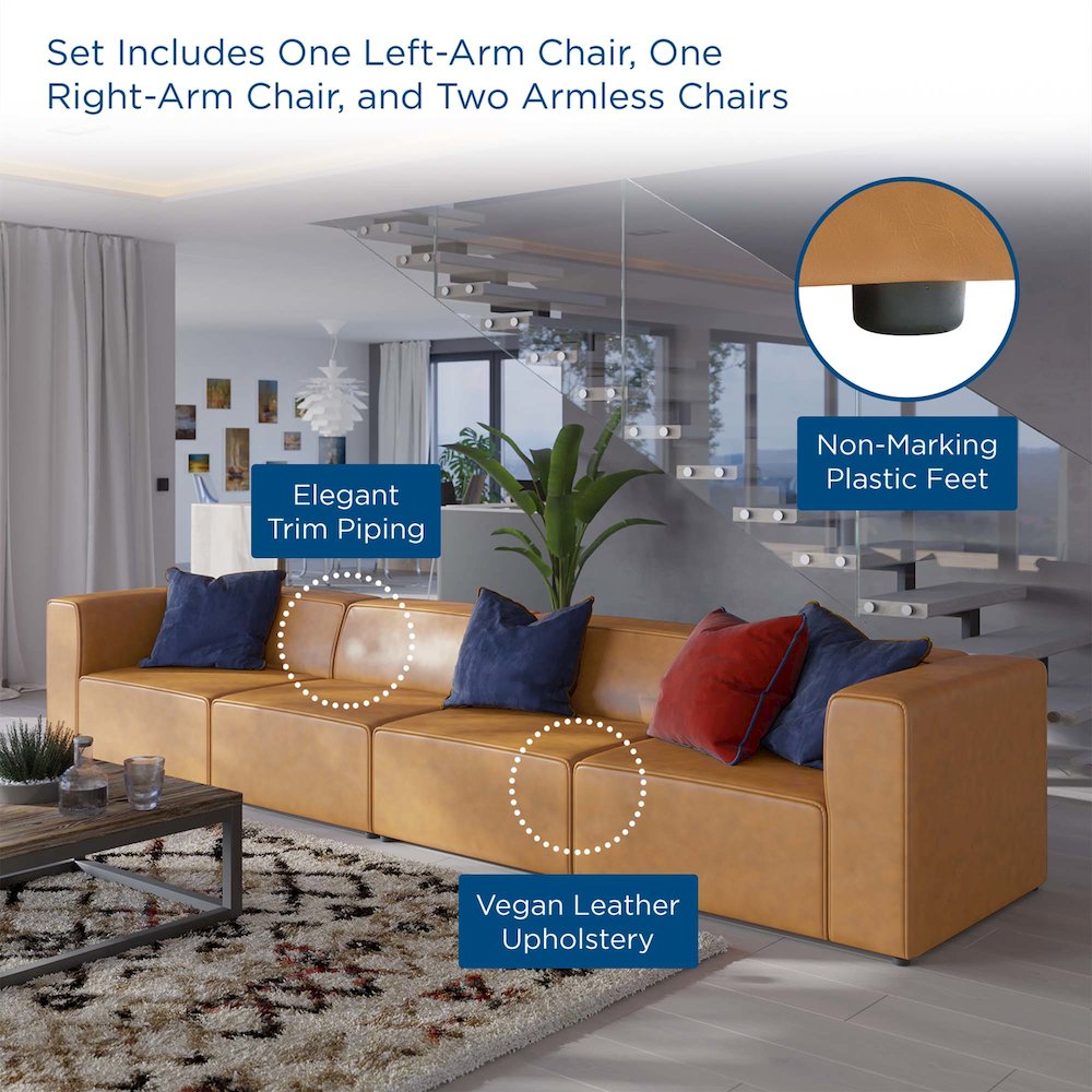 Mingle 4-Piece Vegan Leather Sectional Sofa. Picture 11