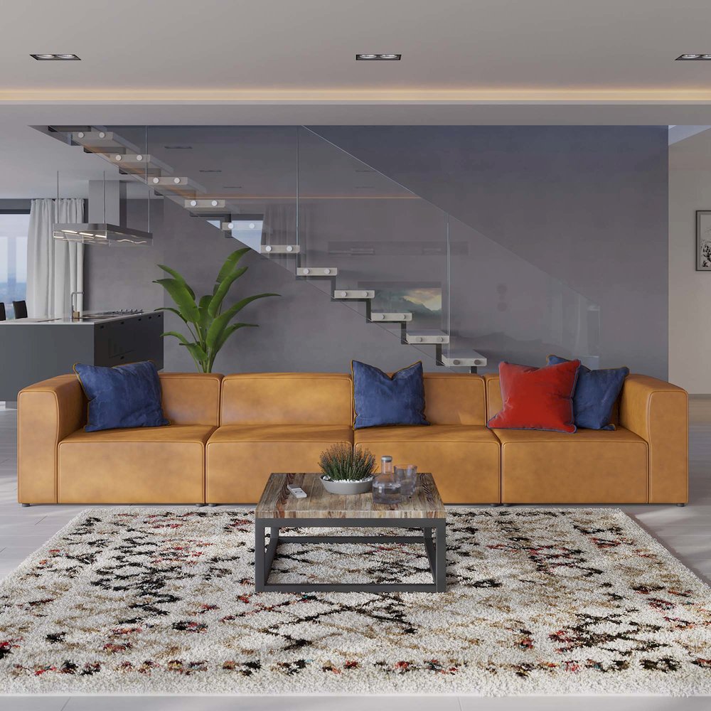 Mingle 4-Piece Vegan Leather Sectional Sofa. Picture 10