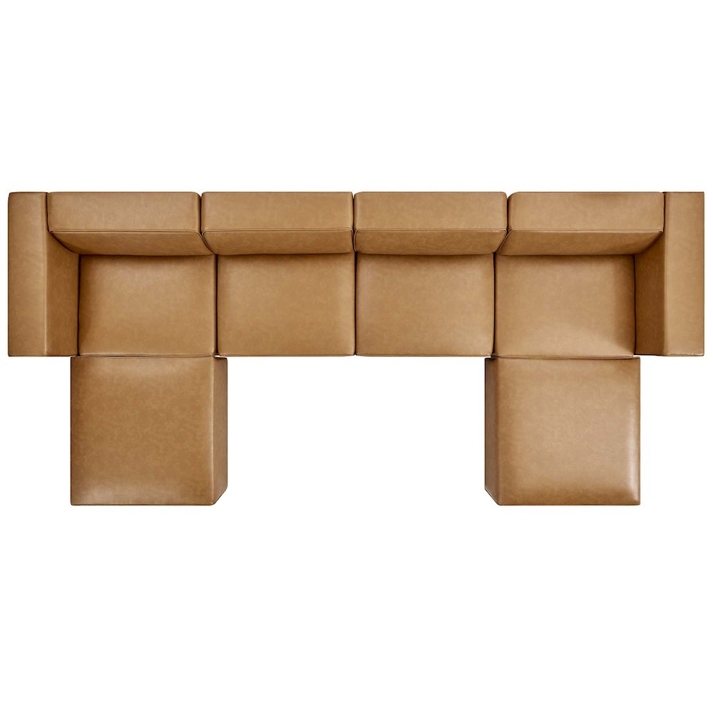 Mingle 4-Piece Vegan Leather Sofa and 2 Ottomans Set. Picture 2