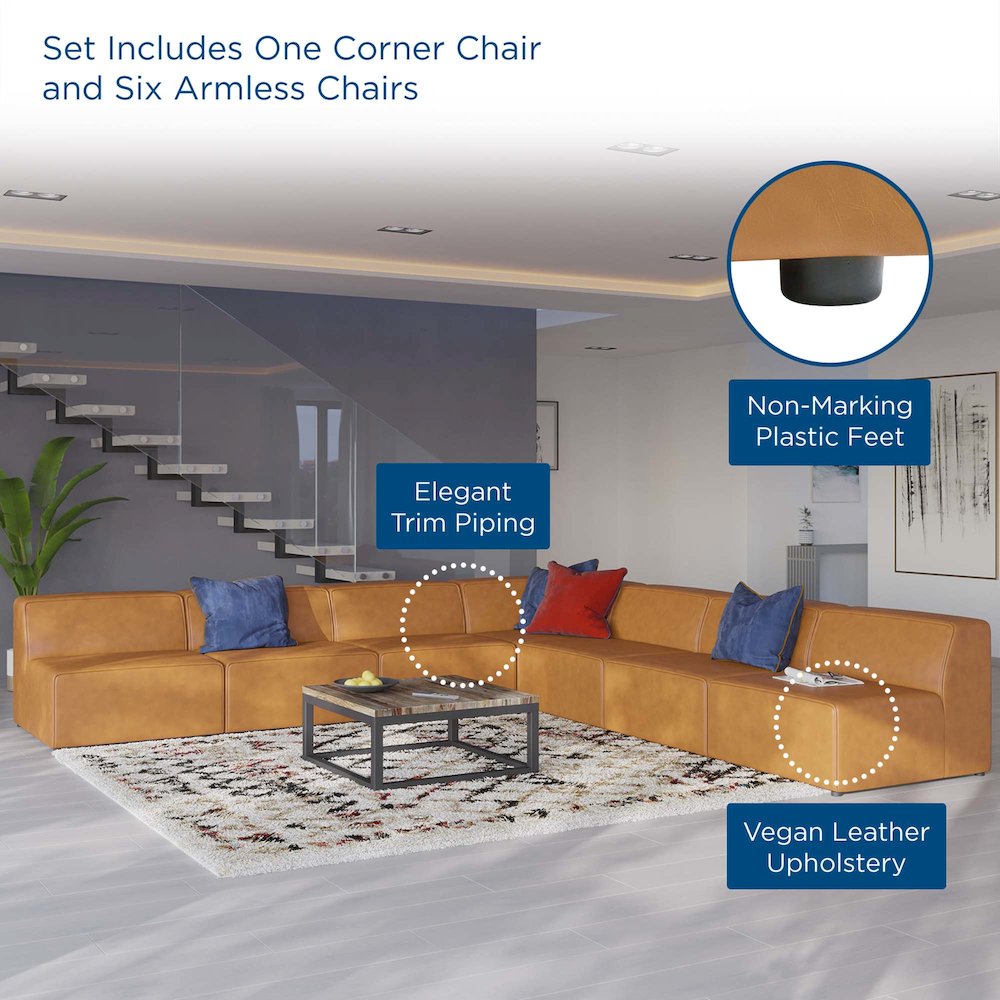 Mingle 7-Piece Vegan Leather Sectional Sofa. Picture 11