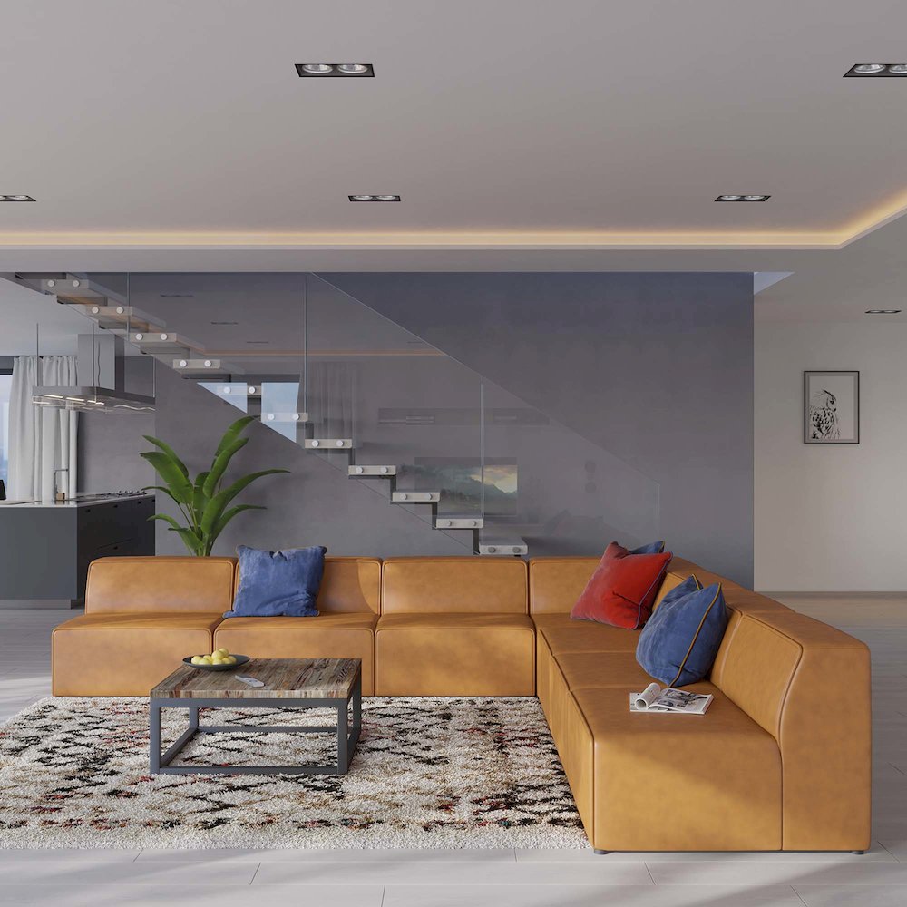 Mingle 7-Piece Vegan Leather Sectional Sofa. Picture 10