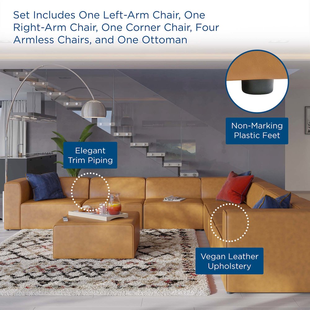 Mingle 8-Piece Vegan Leather Sectional Sofa Set. Picture 15