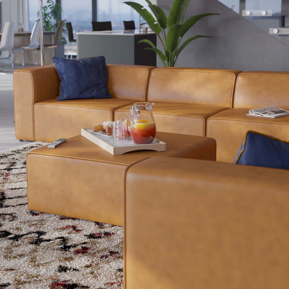 Mingle 8-Piece Vegan Leather Sectional Sofa Set. Picture 16