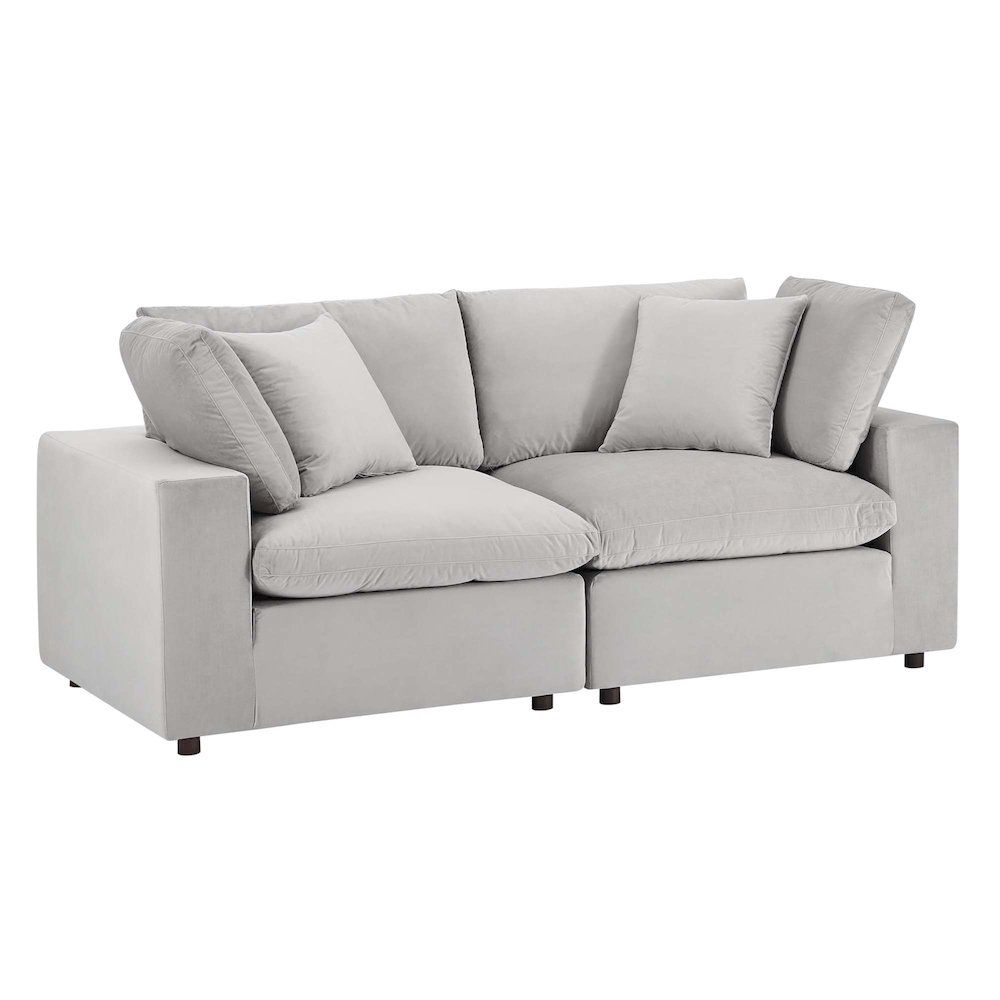 Commix Down Filled Overstuffed Performance Velvet Loveseat. Picture 1