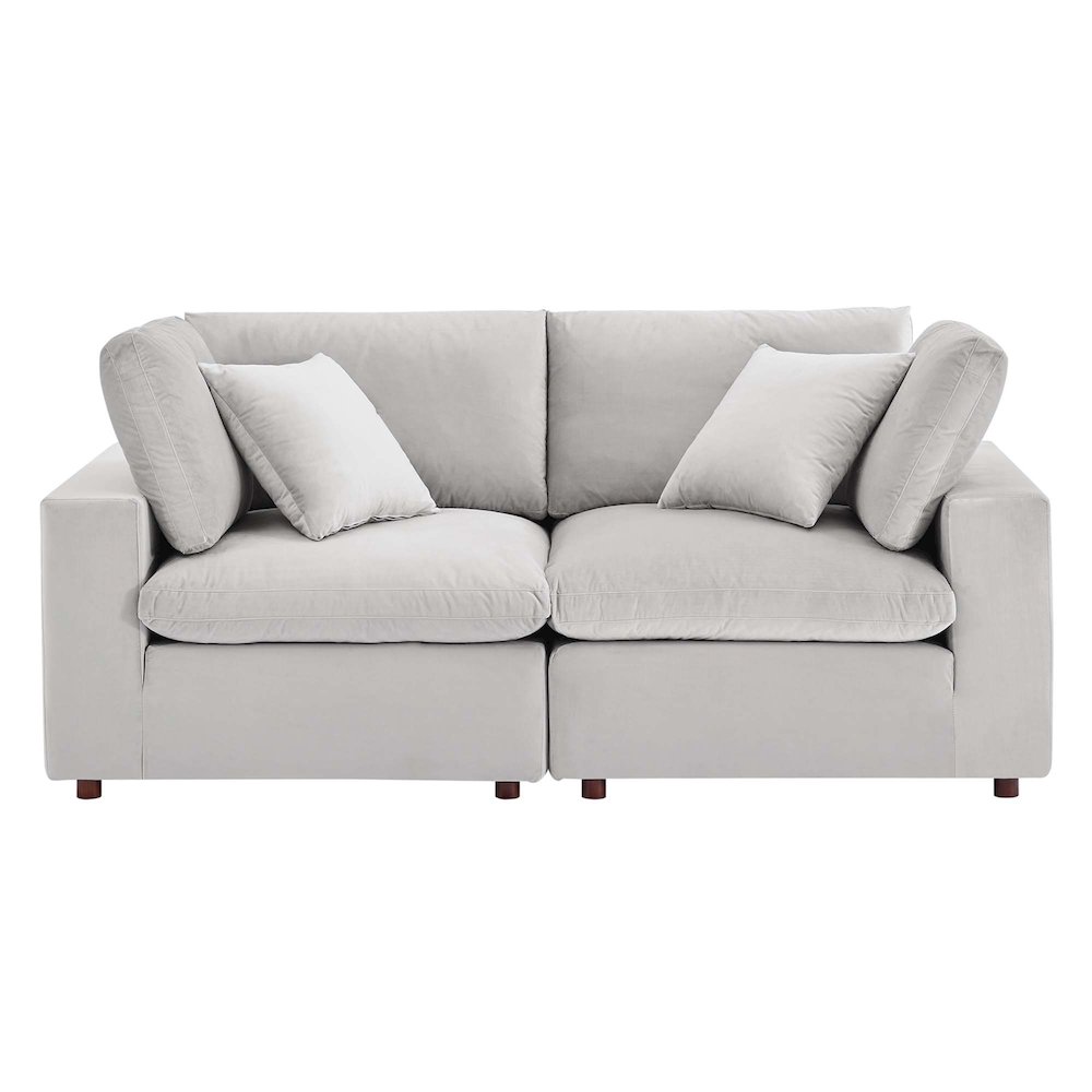 Commix Down Filled Overstuffed Performance Velvet Loveseat. Picture 2