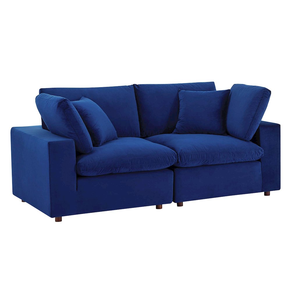 Commix Down Filled Overstuffed Performance Velvet Loveseat. Picture 1