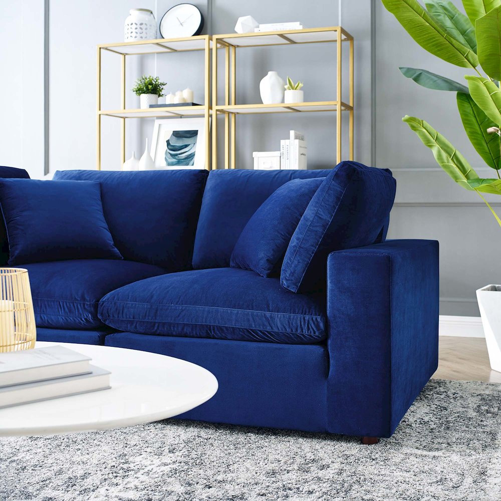 Commix Down Filled Overstuffed Performance Velvet Loveseat. Picture 7