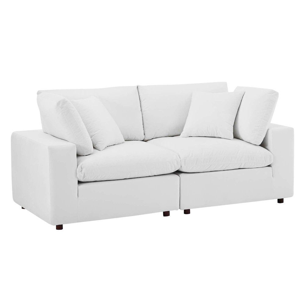 Commix Down Filled Overstuffed Performance Velvet Loveseat. Picture 1