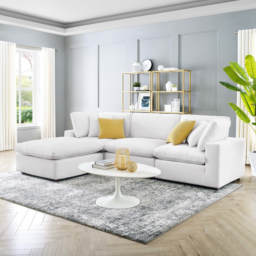 Commix 4-Piece Down Filled Overstuffed Performance Velvet Sectional Sofa. Picture 12
