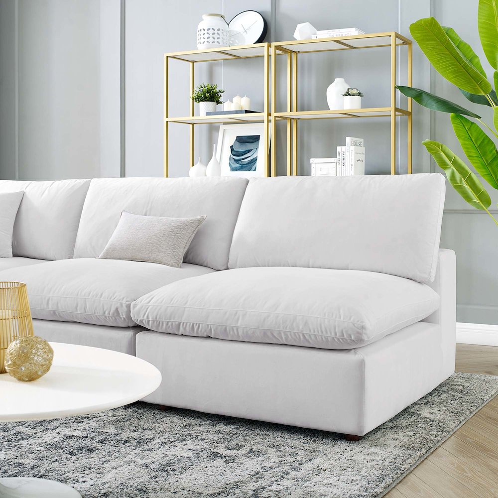 Commix 5-Piece Down Filled Overstuffed Performance Velvet Sectional Sofa. Picture 11