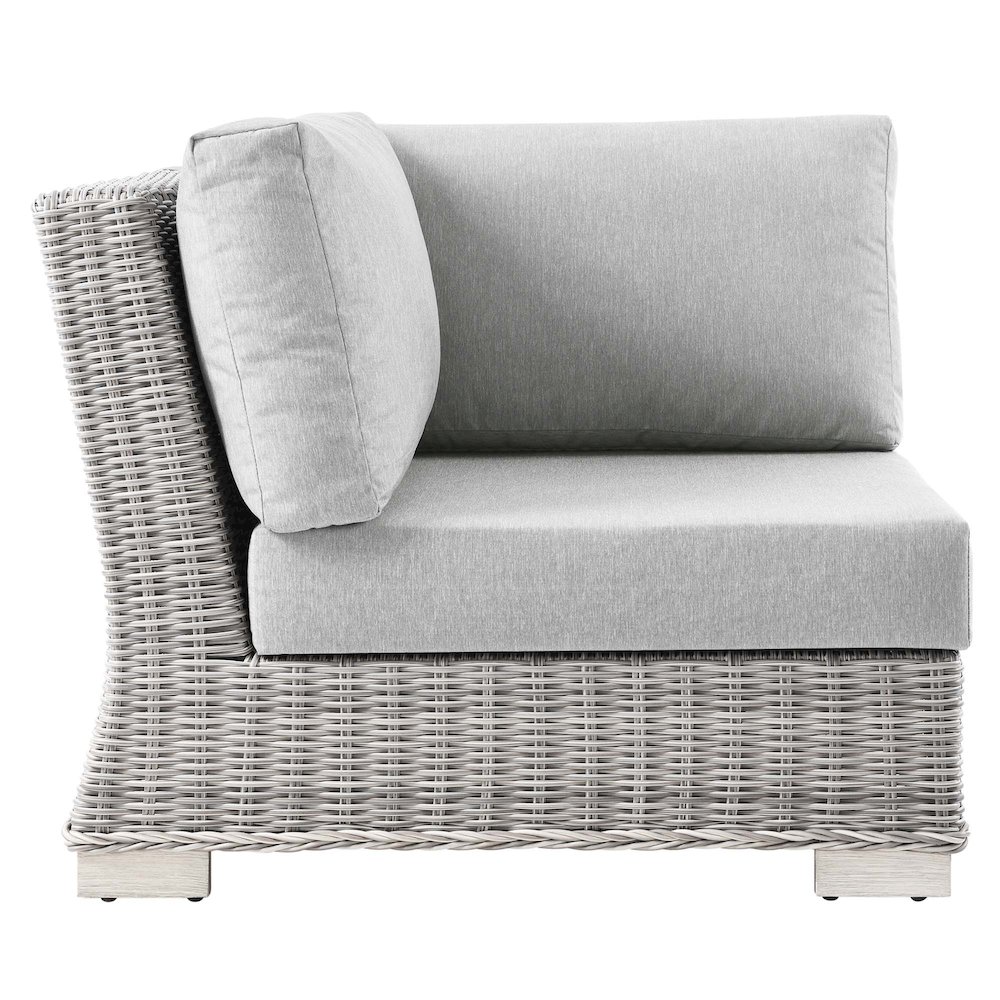 Conway Outdoor Patio Wicker Rattan Corner Chair. Picture 2