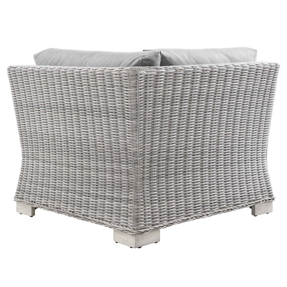 Conway Outdoor Patio Wicker Rattan Corner Chair. Picture 3