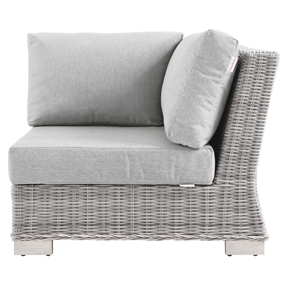 Conway Outdoor Patio Wicker Rattan Corner Chair. Picture 4