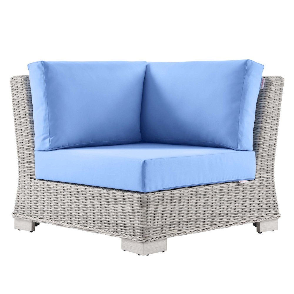 Conway Outdoor Patio Wicker Rattan Corner Chair. Picture 1
