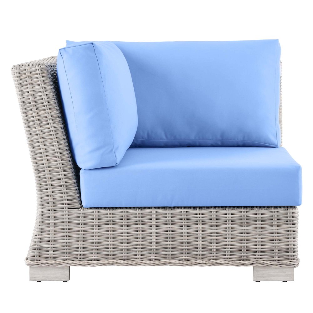 Conway Outdoor Patio Wicker Rattan Corner Chair. Picture 2