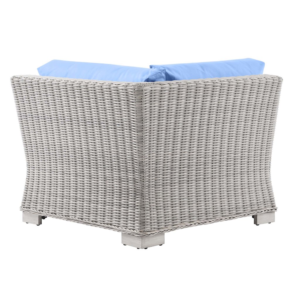 Conway Outdoor Patio Wicker Rattan Corner Chair. Picture 3