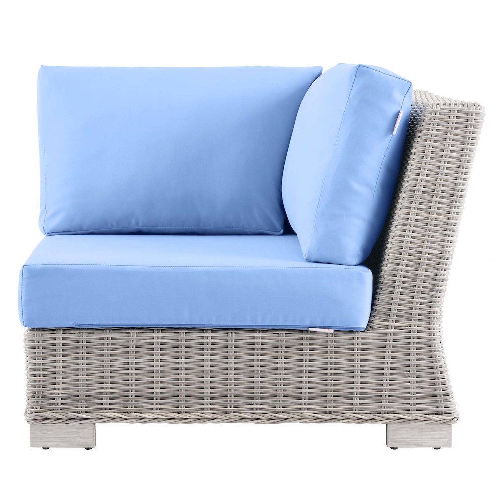Conway Outdoor Patio Wicker Rattan Corner Chair. Picture 4