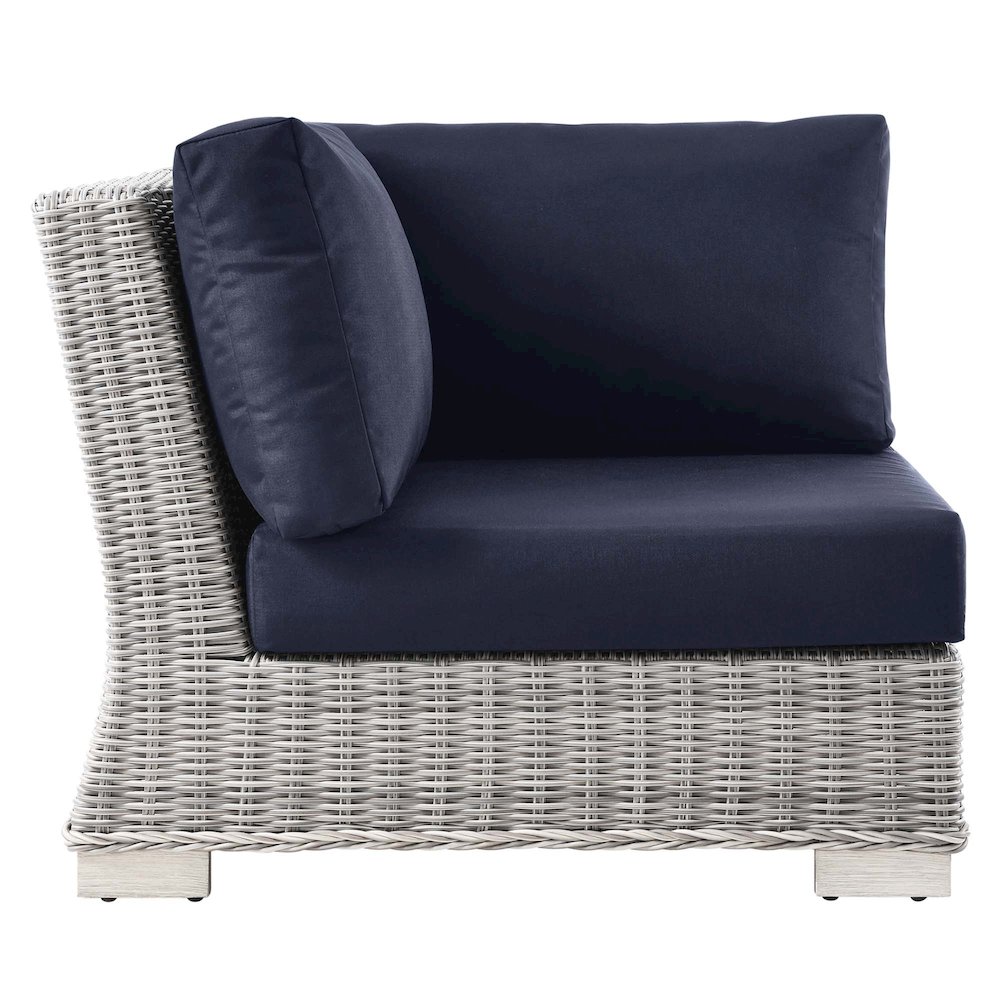 Conway Outdoor Patio Wicker Rattan Corner Chair. Picture 2