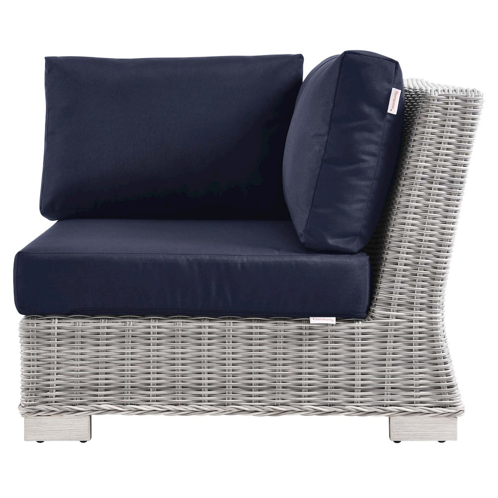 Conway Outdoor Patio Wicker Rattan Corner Chair. Picture 4