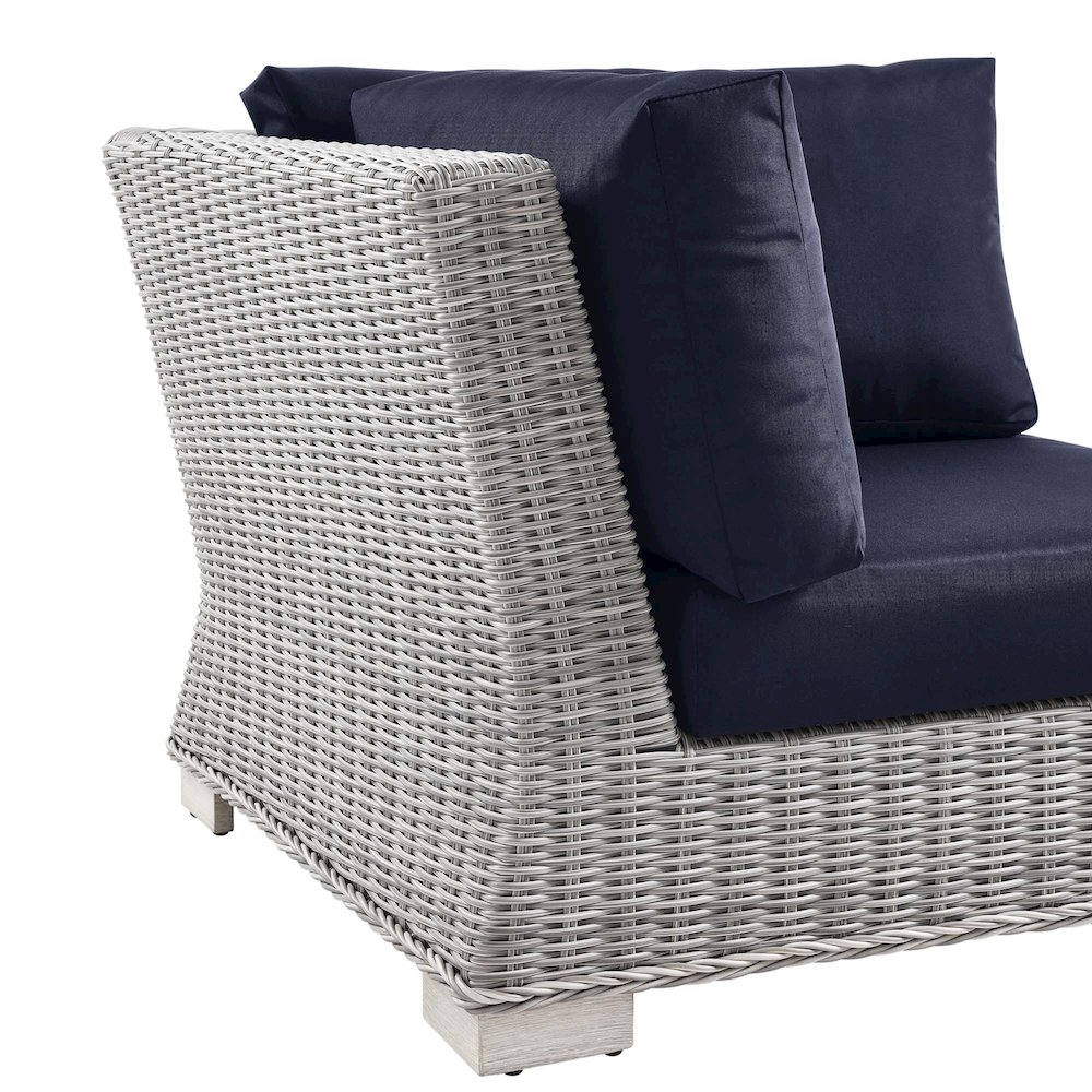Conway Outdoor Patio Wicker Rattan Corner Chair. Picture 5