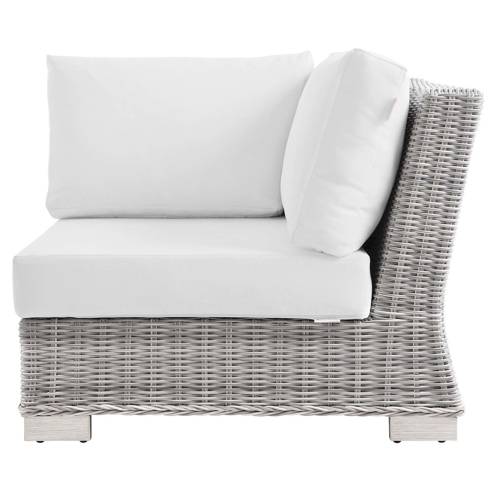 Conway Outdoor Patio Wicker Rattan Corner Chair. Picture 4