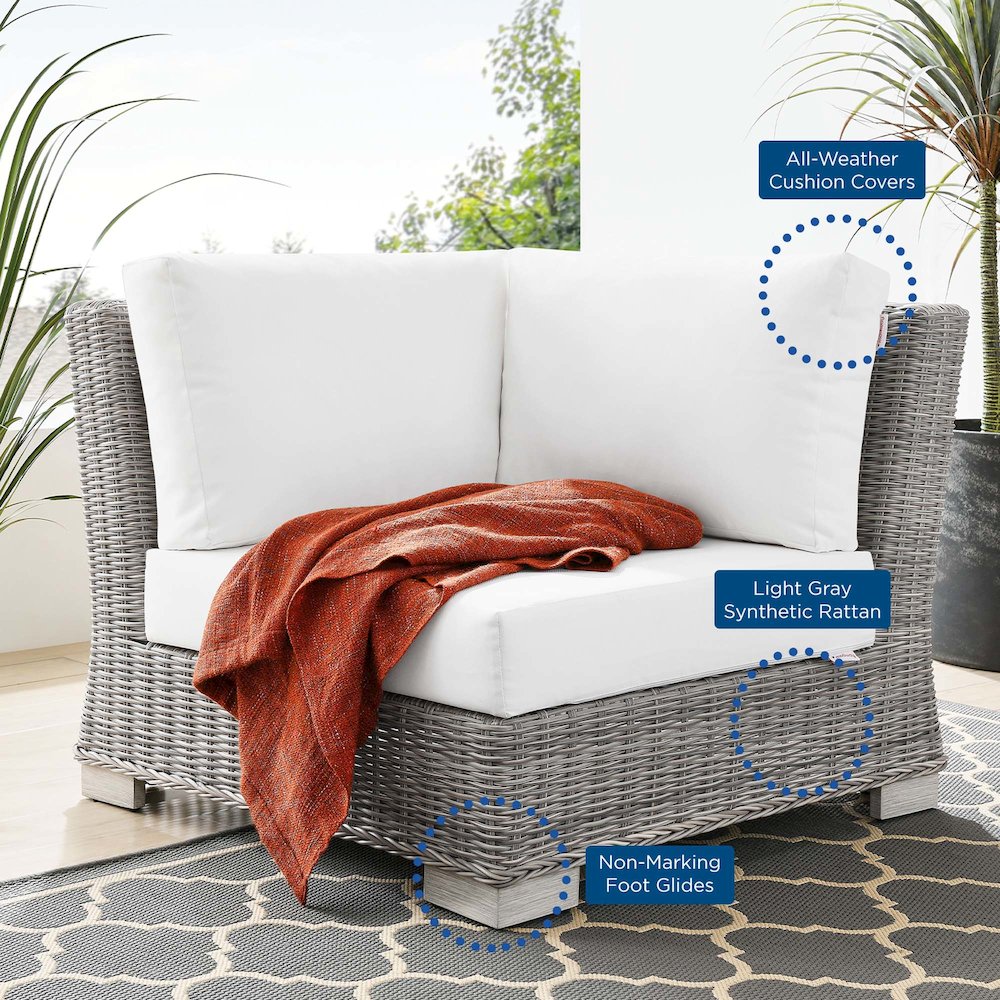 Conway Outdoor Patio Wicker Rattan Corner Chair. Picture 7