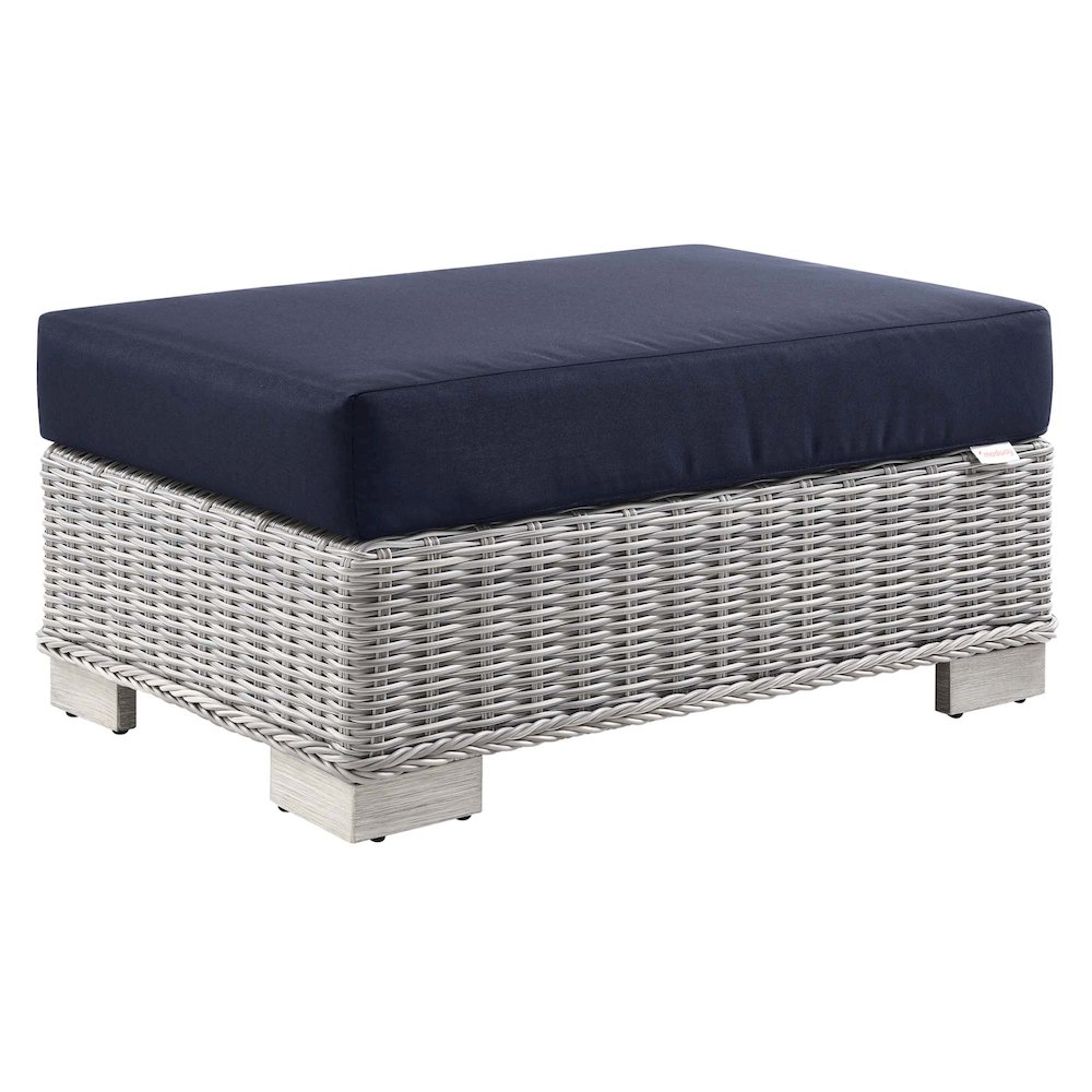 Conway Outdoor Patio Wicker Rattan Ottoman. Picture 1