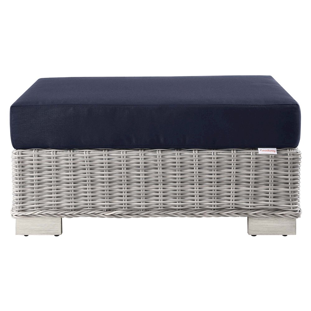 Conway Outdoor Patio Wicker Rattan Ottoman. Picture 3