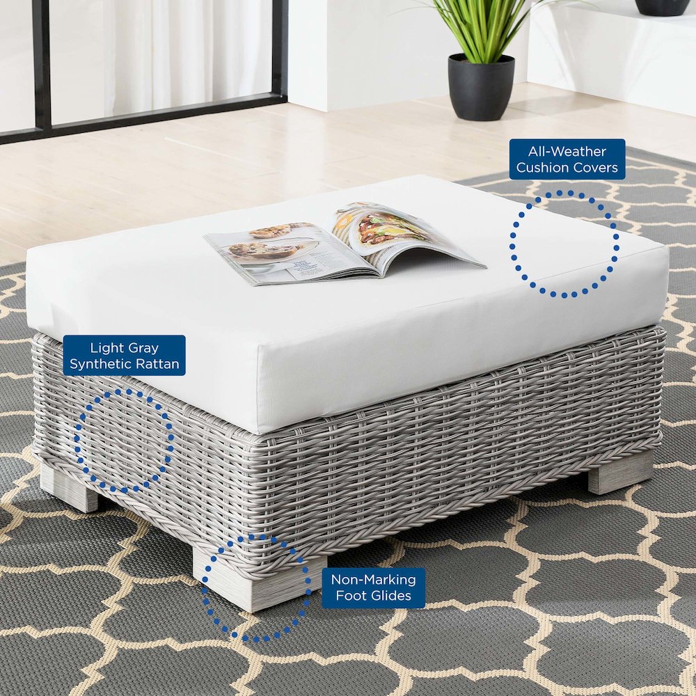 Conway Outdoor Patio Wicker Rattan Ottoman. Picture 8