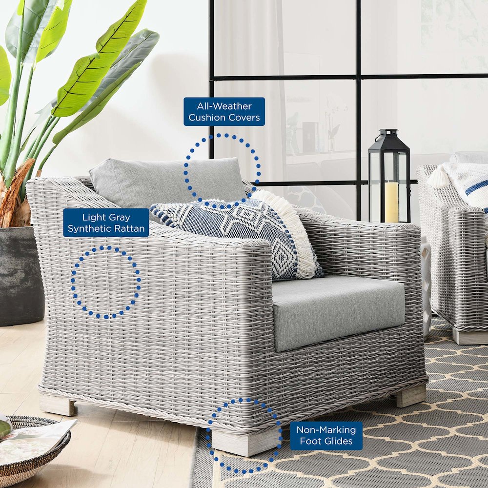 Conway Outdoor Patio Wicker Rattan Armchair. Picture 8