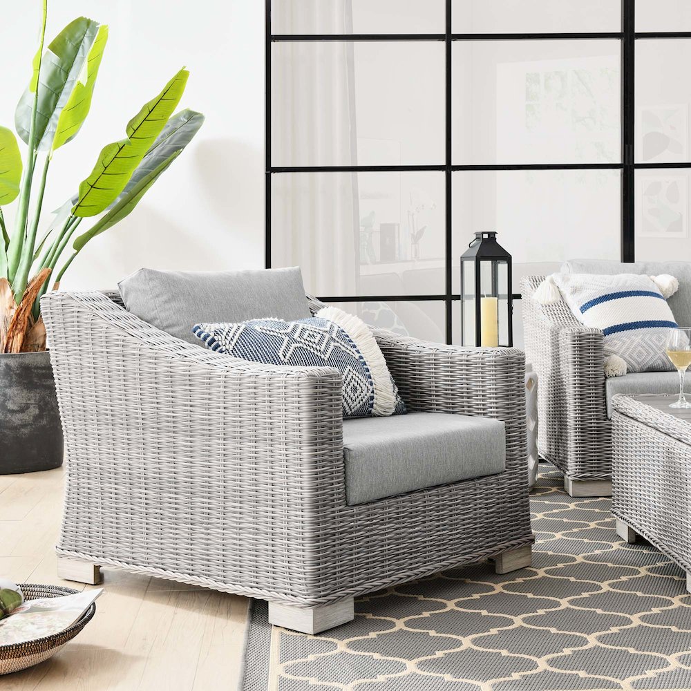 Conway Outdoor Patio Wicker Rattan Armchair. Picture 6