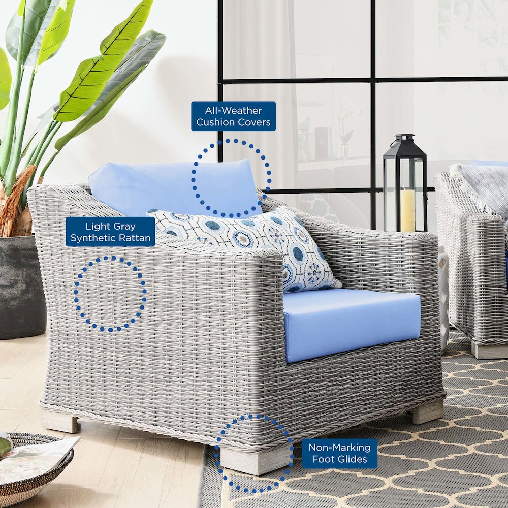 Conway Outdoor Patio Wicker Rattan Armchair. Picture 7