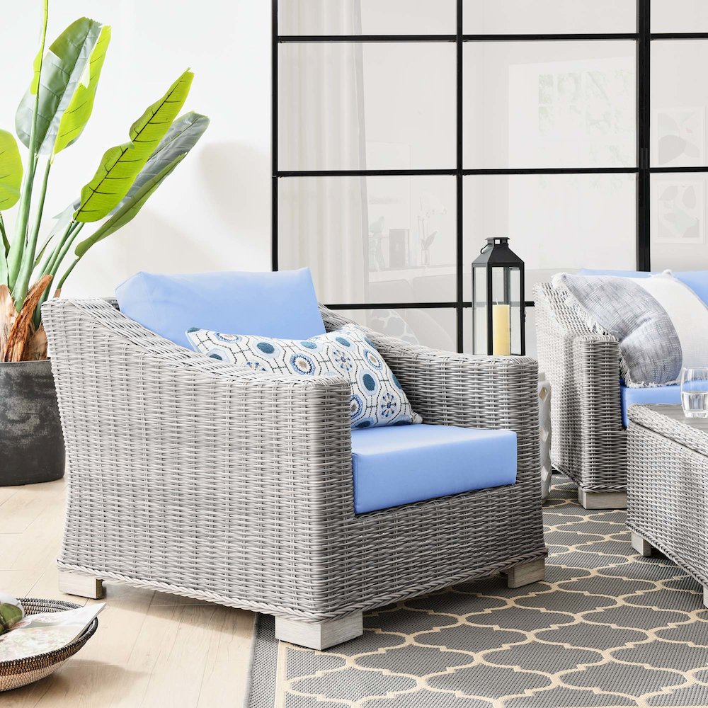 Conway Outdoor Patio Wicker Rattan Armchair. Picture 6