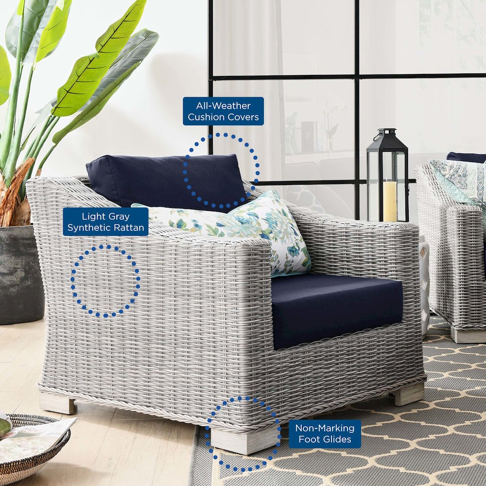 Conway Outdoor Patio Wicker Rattan Armchair. Picture 8
