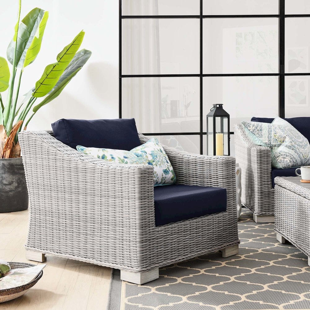 Conway Outdoor Patio Wicker Rattan Armchair. Picture 6