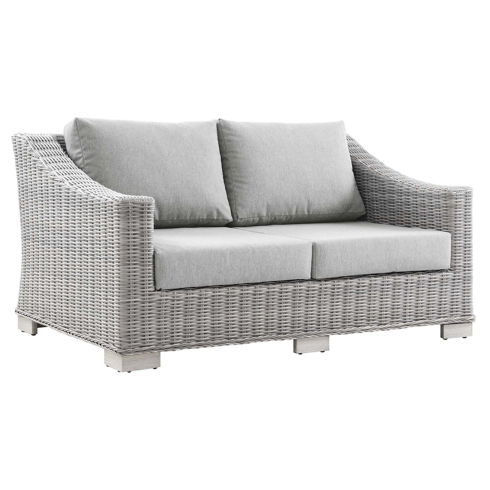 Conway Outdoor Patio Wicker Rattan Loveseat. Picture 1