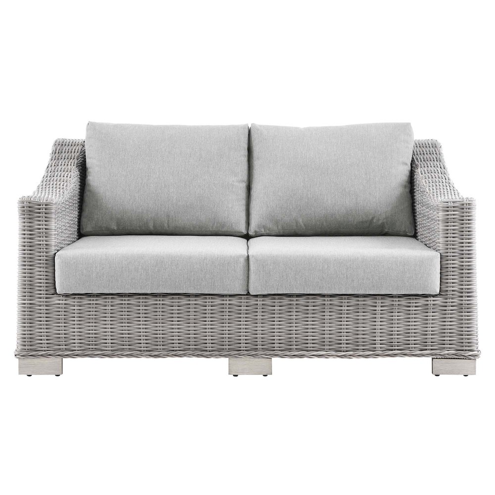Conway Outdoor Patio Wicker Rattan Loveseat. Picture 4