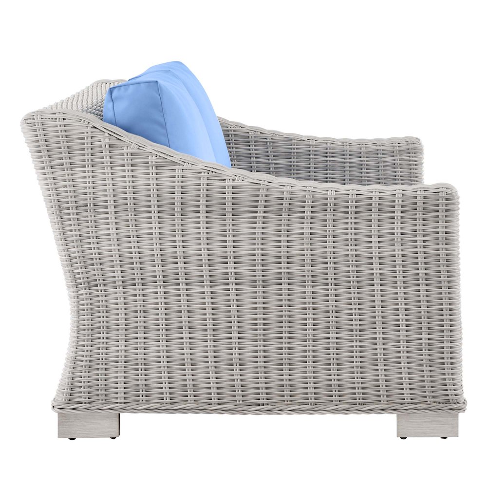 Conway Outdoor Patio Wicker Rattan Loveseat. Picture 3
