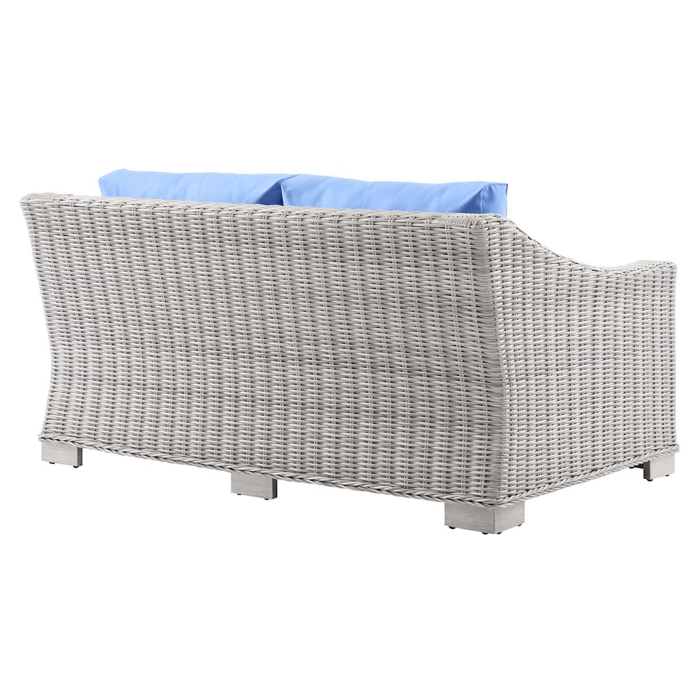 Conway Outdoor Patio Wicker Rattan Loveseat. Picture 4
